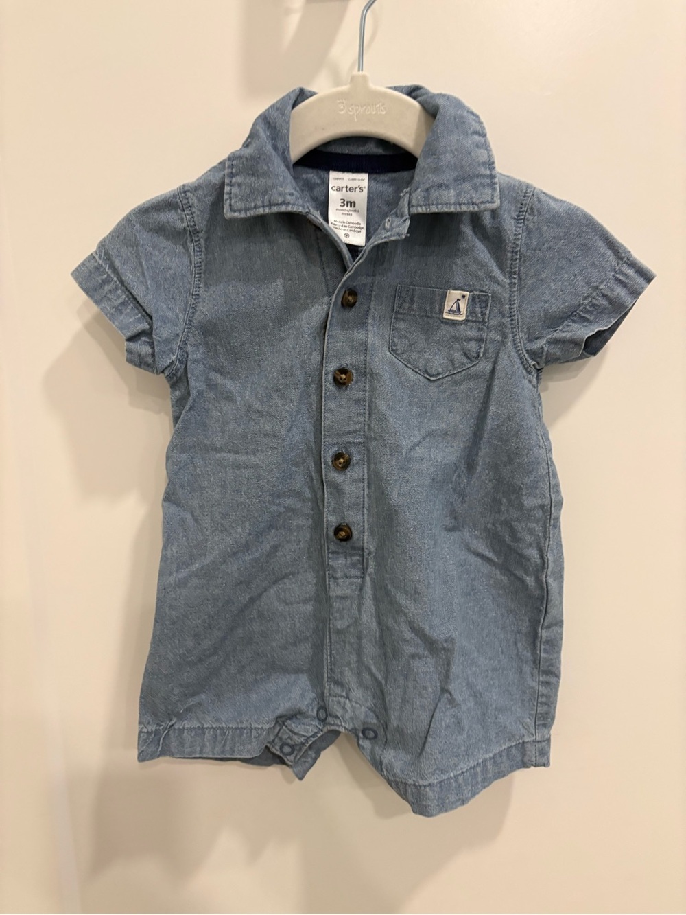 🐻 CARTER’S CHAMBRAY ROMPER - Picture 2 of 7